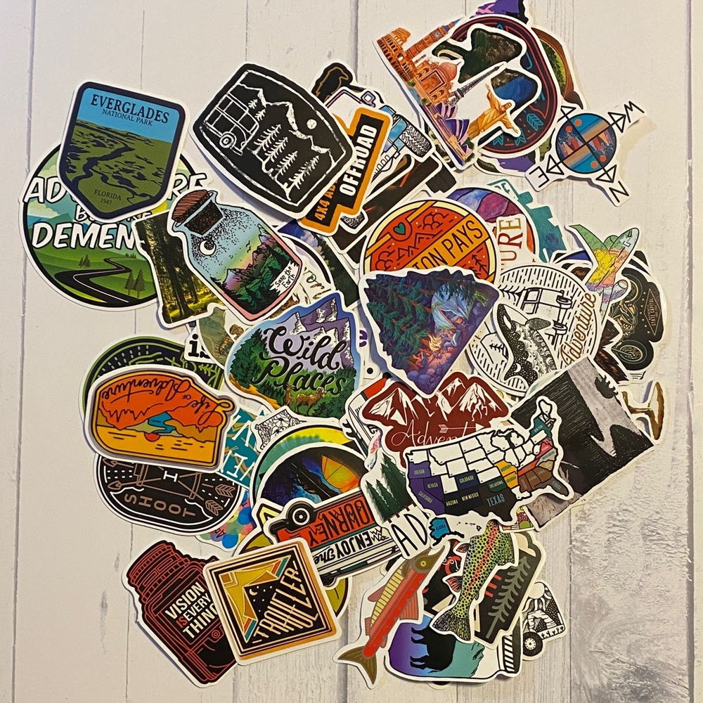 Adventure Outdoor Sticker Pack | 60+ Waterproof Vinyl Stickers | Mystery Set